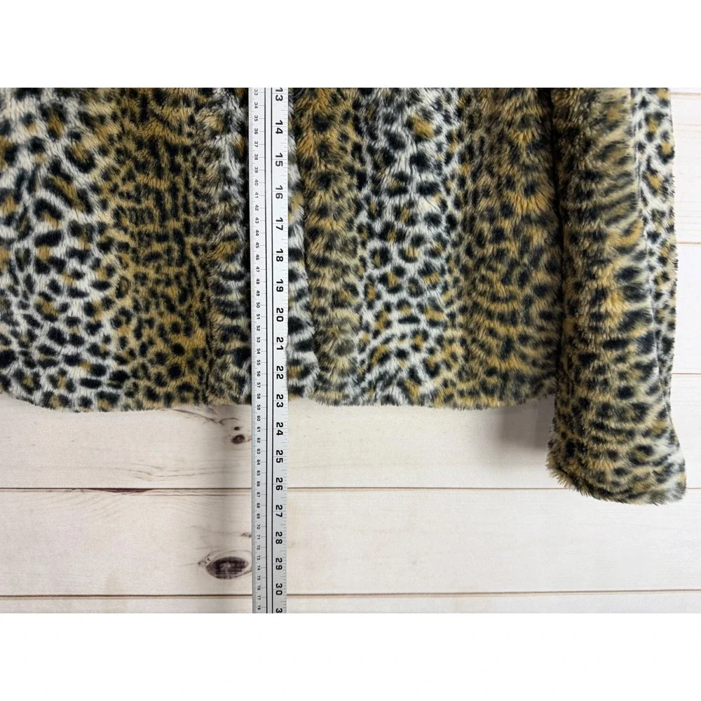 Ci Sono Jacket Womens Large Brown Black Animal Print Leopard Faux Fur